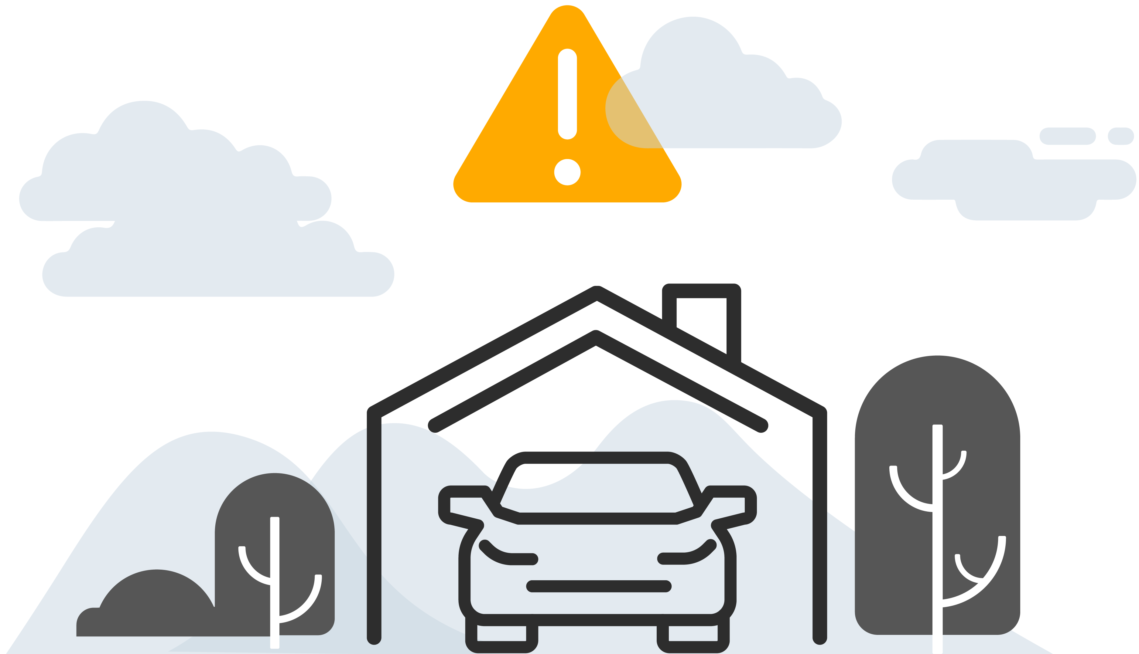 graphic of house and car with an x